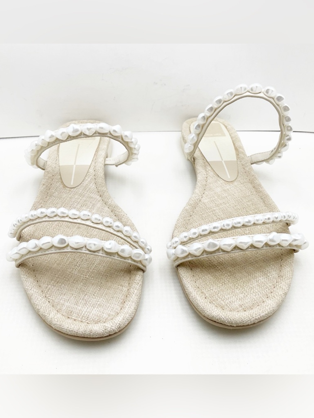 {Dolce Vita} Tinker Pearl Vanilla Strappy Slide Sandals - Picture 7 of 15